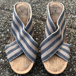Lucky Brand 🍀Navy & Tan Wedges
